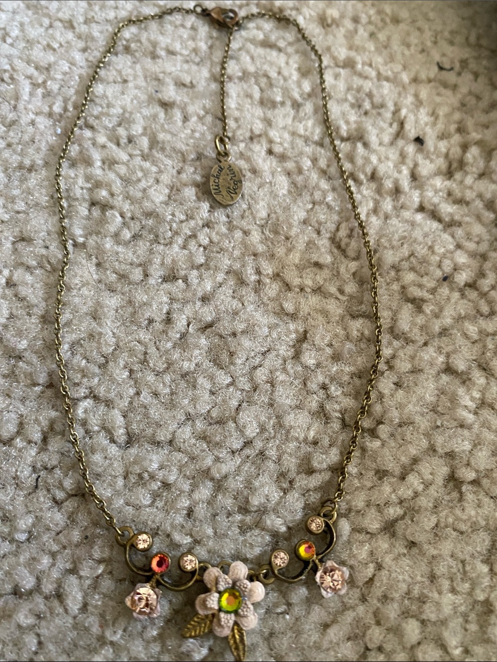 Michal Negrin Flower Pendant Necklace with Pink and Gold Accents